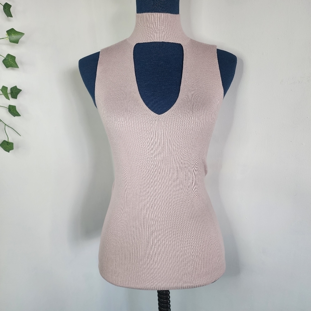 Express Ribbed Mock Turtleneck with Front Keyhole Design NWT